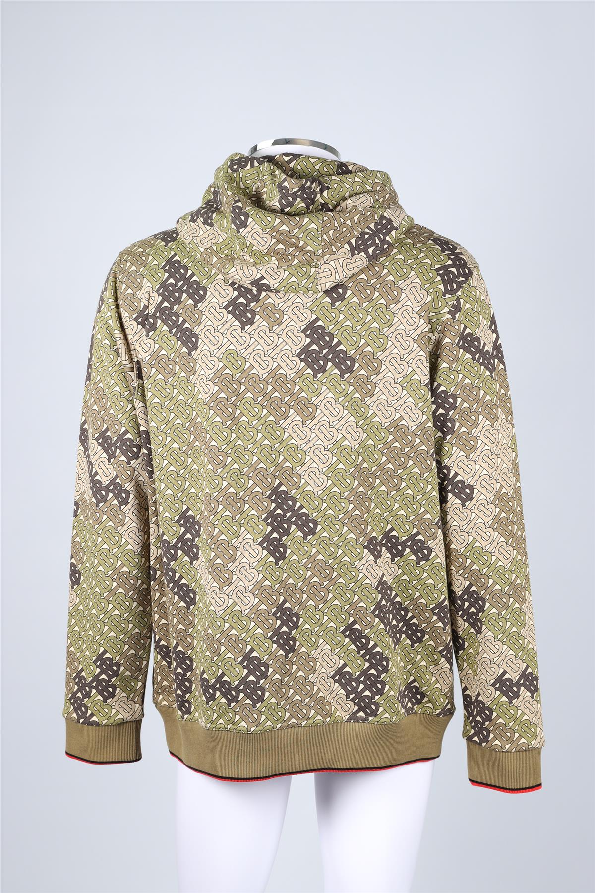 BURBERRY GREEN MEN'S COTTON HOODIE LARGE