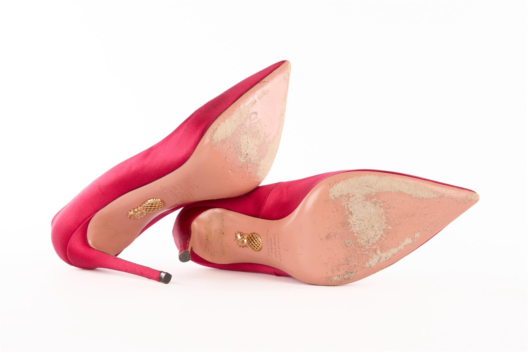 AQUAZZARA RED SATIN PUMPS EU 39 UK 6 US 9