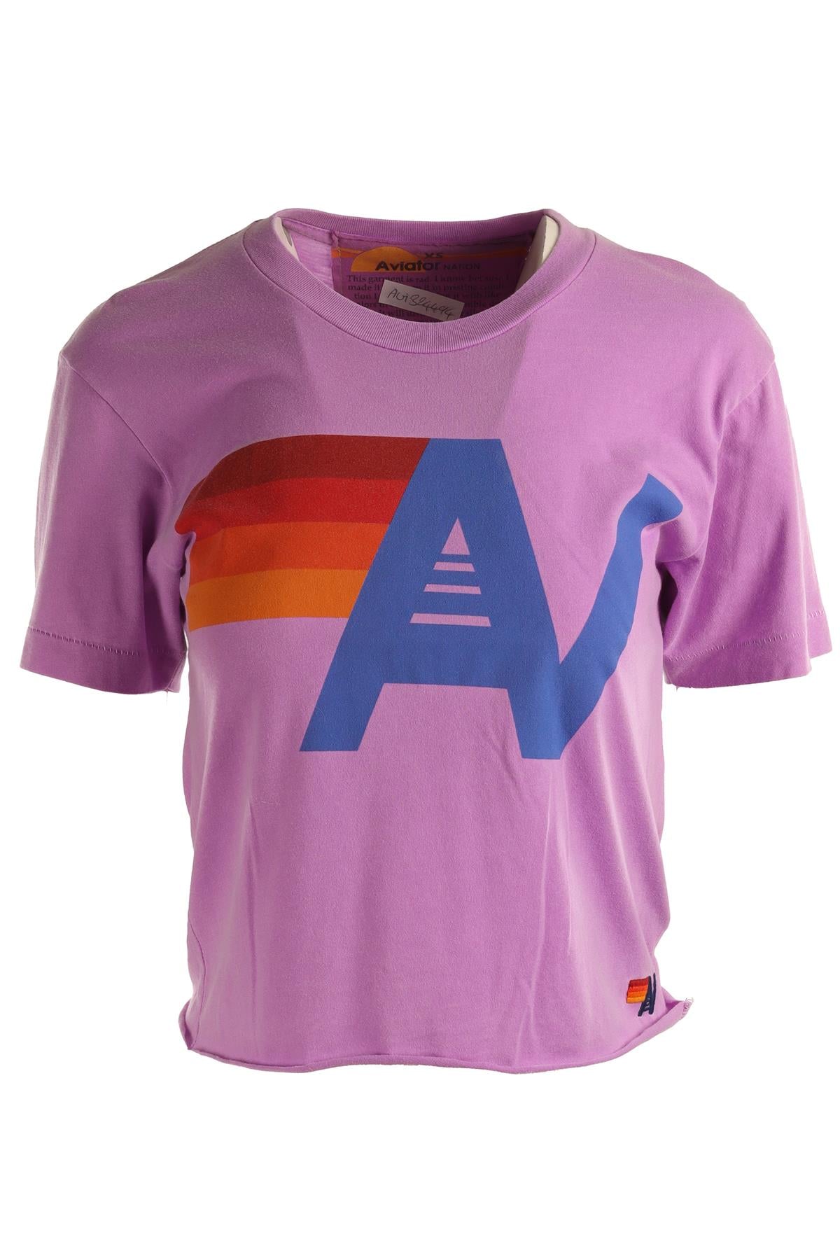 AVIATOR NATION PURPLE COTTON T-SHIRT XSMALL