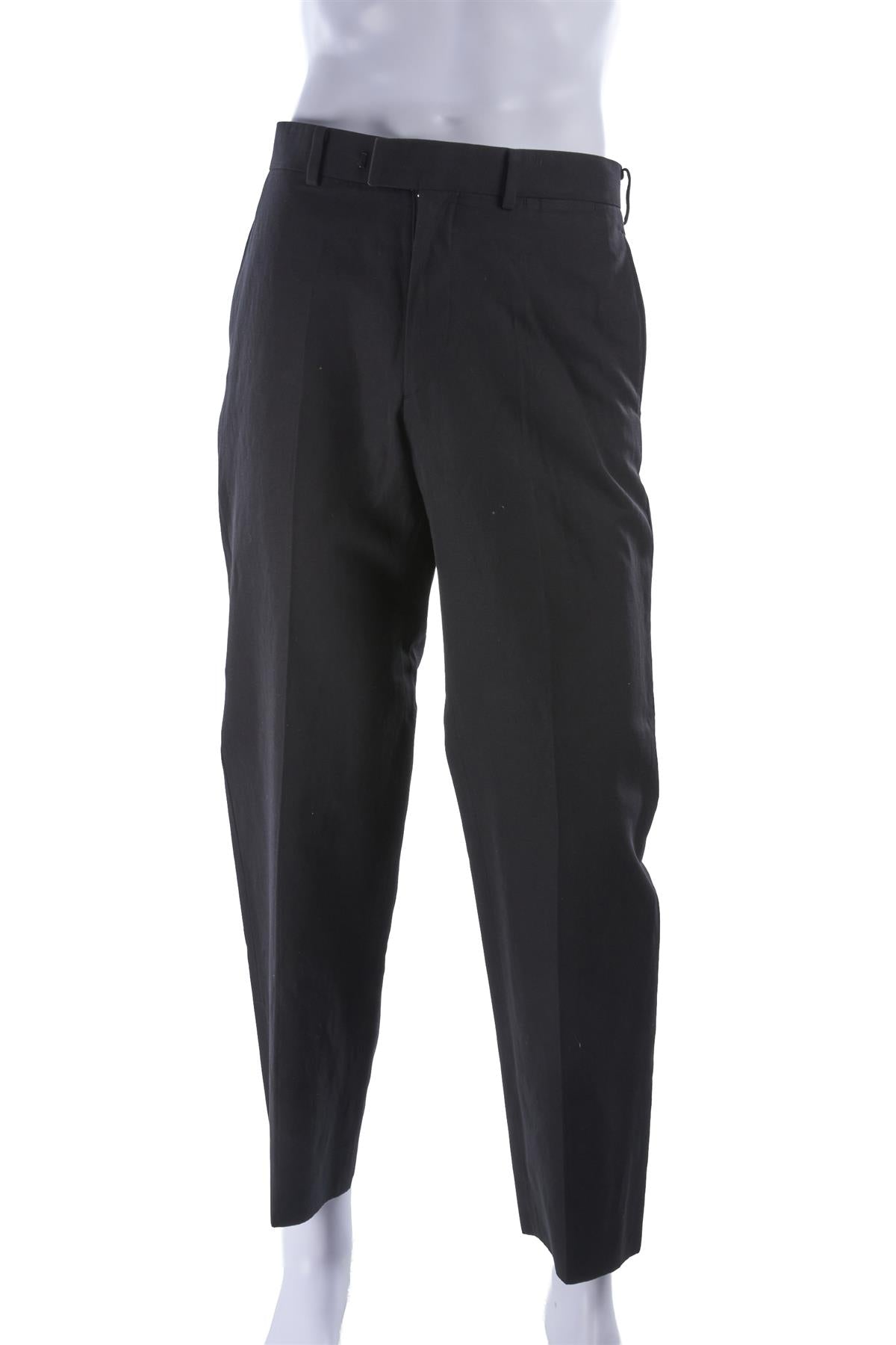 BLACK MEN'S COTTON STRAIGHT LEG PANTS