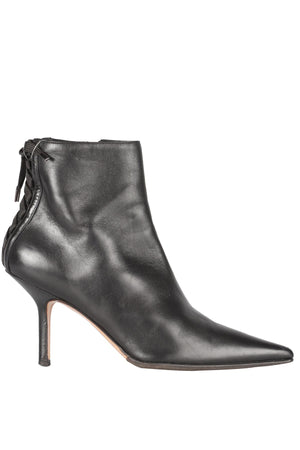 CHRISTIAN DIOR BLACK VINTAGE LEATHER ANKLE BOOTS EU 37 UK 4 US 7