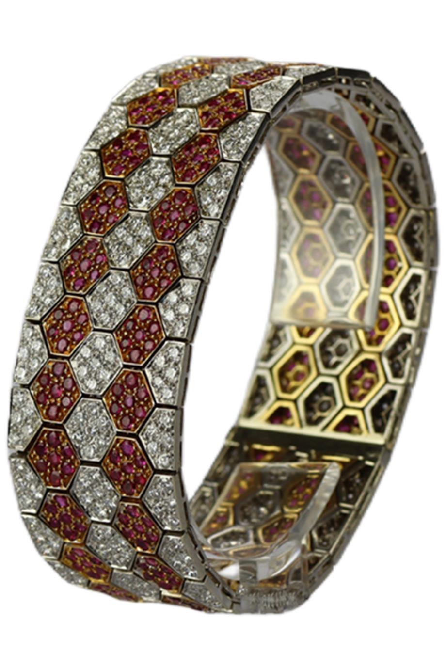 UNBRANDED 18K WHITE GOLD RUBY AND DIAMOND BRACELET