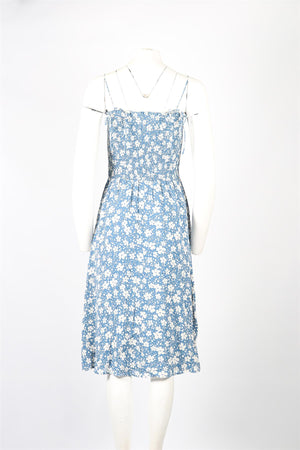 REFORMATION FLORAL PRINT CREPE MIDI DRESS SMALL