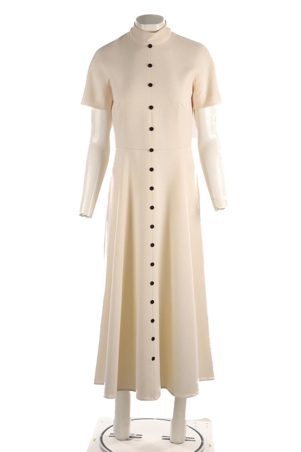 EMILIA WICKSTEAD CREAM CREPE MIDI DRESS UK 14