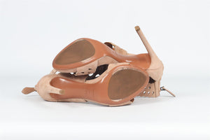 AZZEDINE ALAÏA NUDE SUEDE SANDALS EU 38 UK 5 US 8