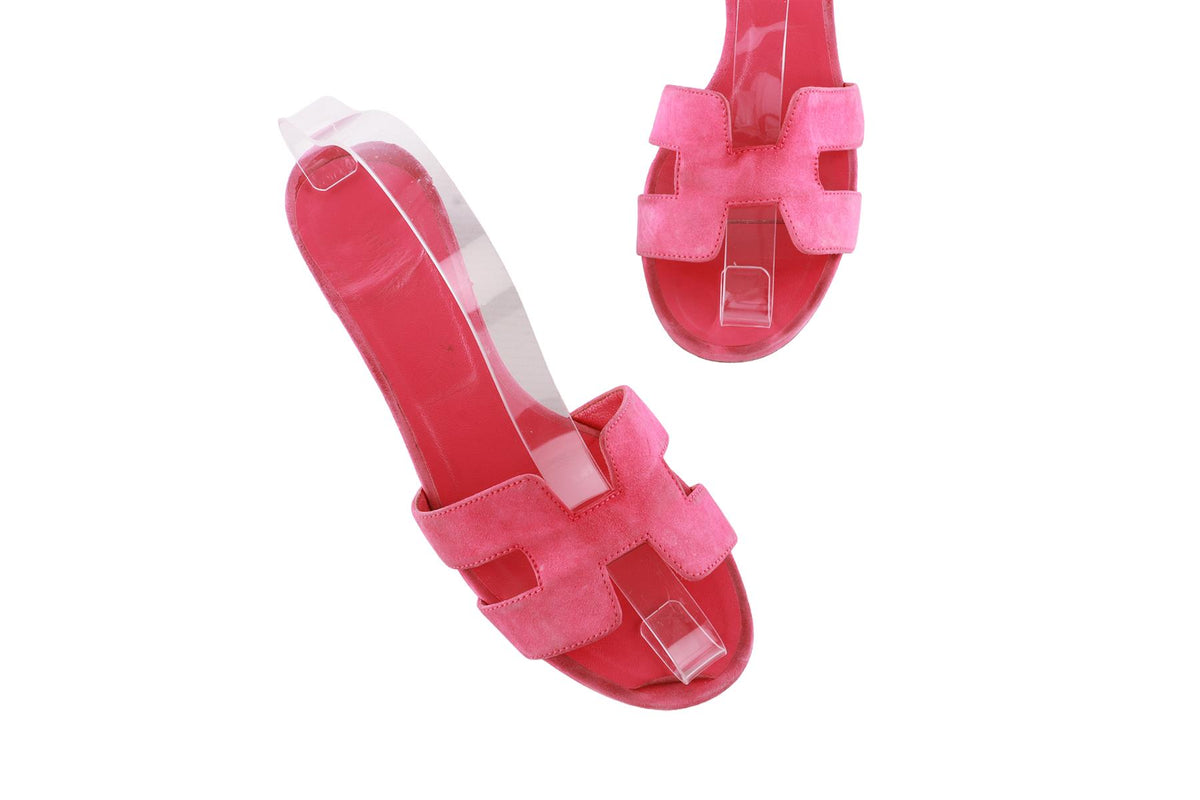 HERMÈS PINK OASIS SUEDE MULES EU 38.5 UK 5.5 US 8.5