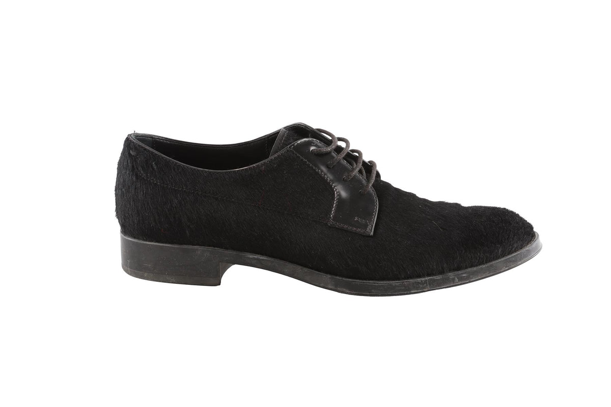 TOD'S BLACK CALF HAIR BROGUES EU 37.5 UK 4.5 US 7.5