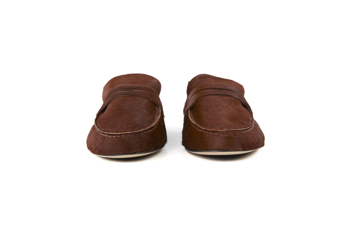 JAMIE HALLER BROWN CALF HAIR LOAFERS EU 38 UK 5 US 8