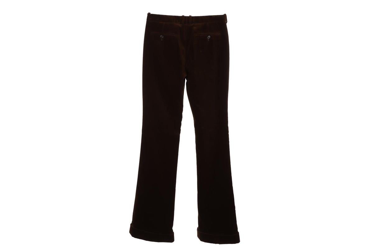 SAINT LAURENT GREEN VELVET STRAIGHT LEG PANTS FR 38 UK 10