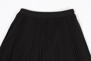 SELF-PORTRAIT BLACK PLEATED CHIFFON MIDI SKIRT UK 4