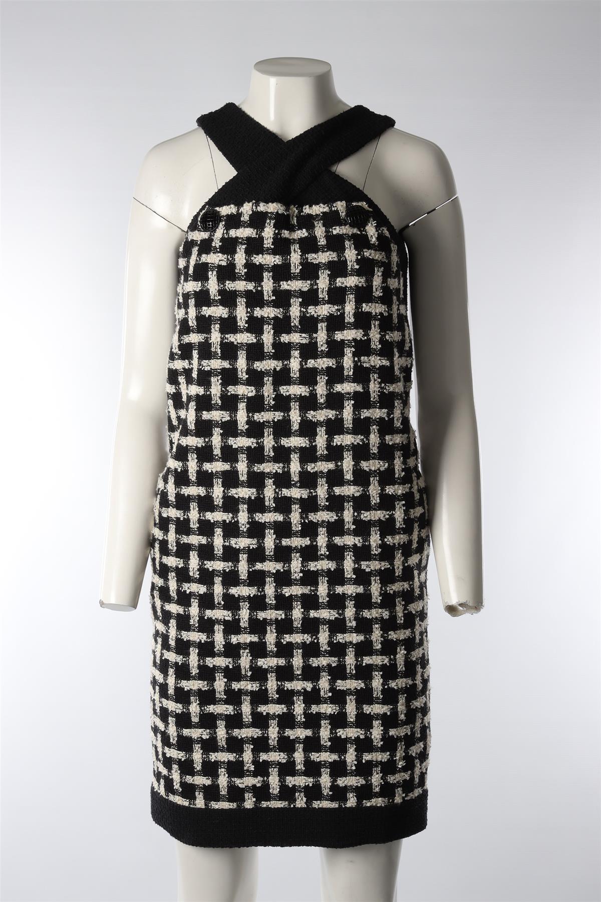 CHANEL BLACK 2009 COTTON MIDI DRESS FR 36 UK 8