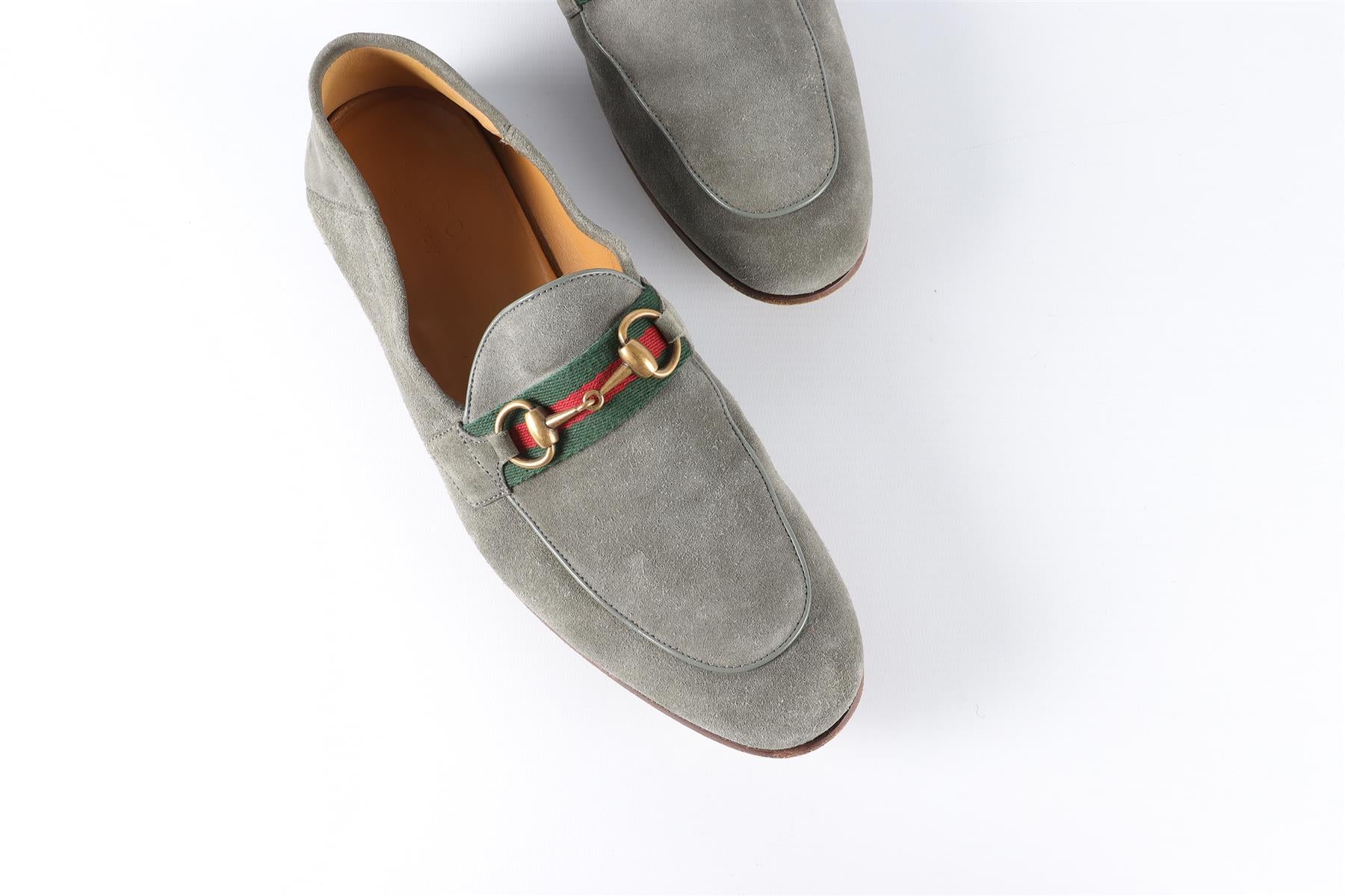 GUCCI GREEN PRINCETOWN SUEDE LOAFERS EU 41.5 UK 7.5 US 8.5