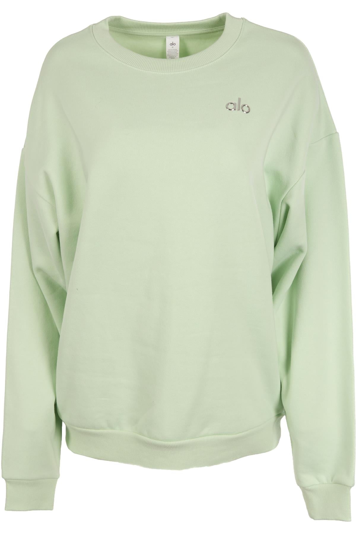 ALO YOGA GREEN COTTON SWEATSHIRT MEDIUM