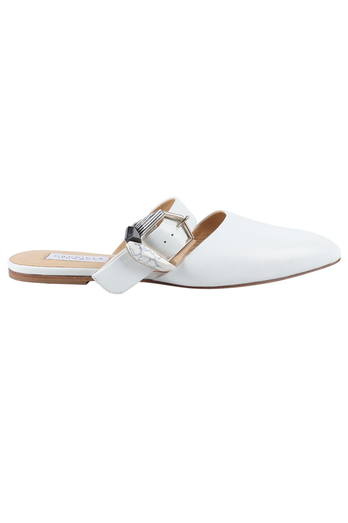 GABRIELA HEARST WHITE LEATHER MULES EU 38 UK 5 US 8
