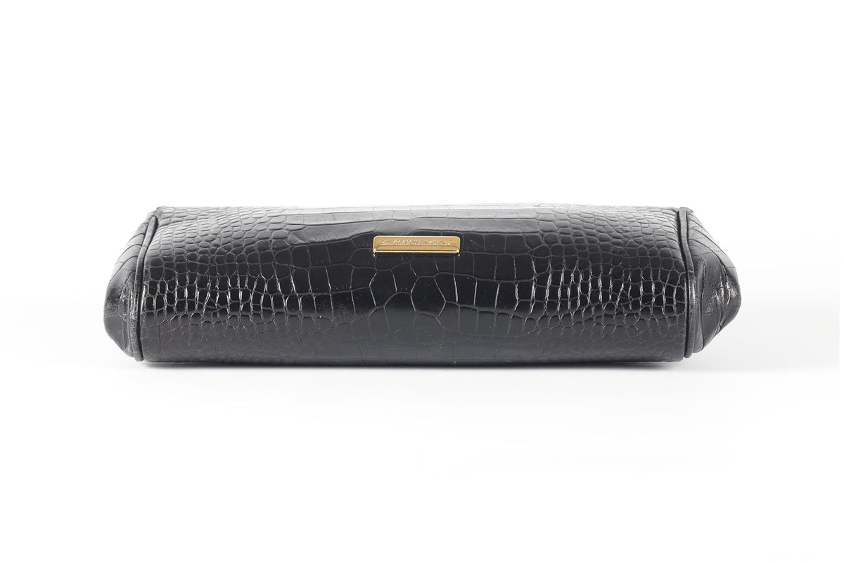 EMPORIO ARMANI BLACK LEATHER CLUTCH