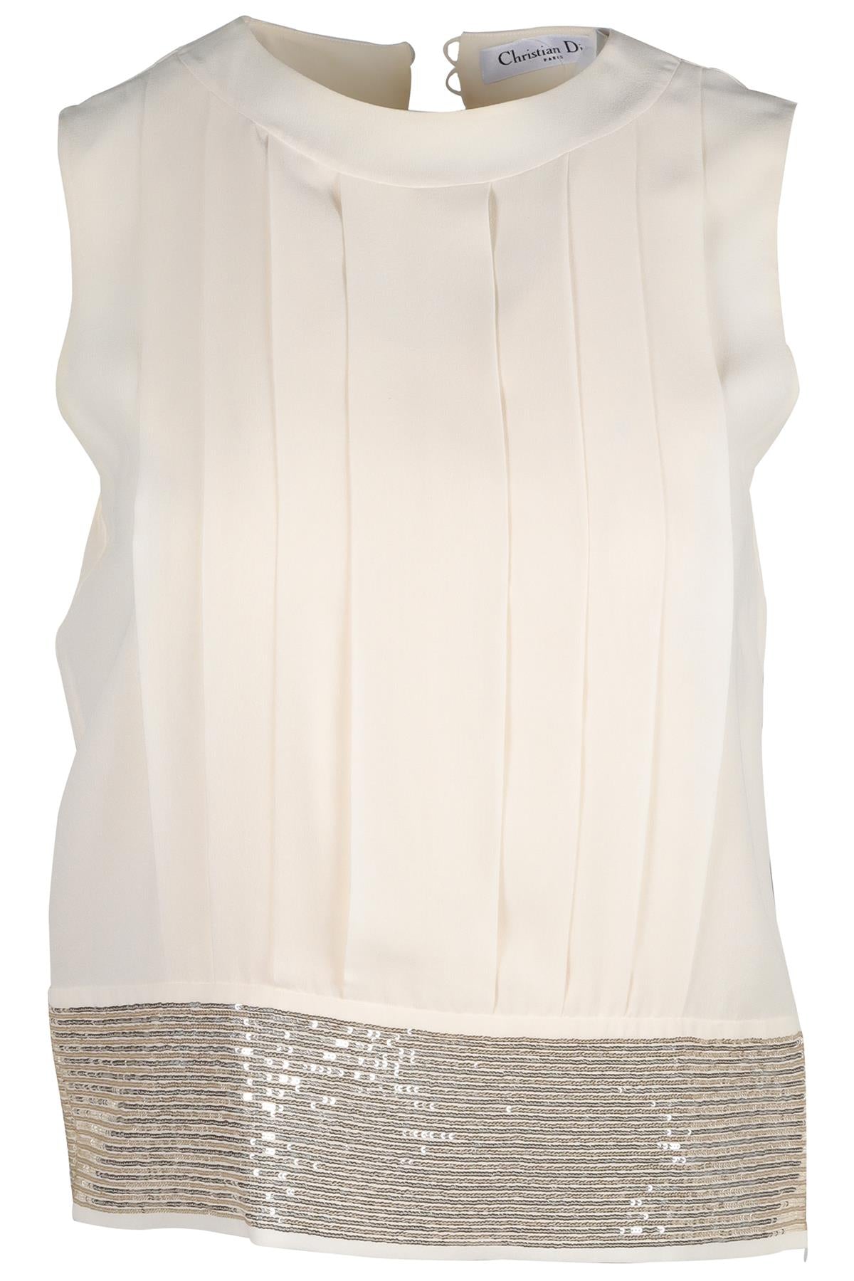 CHRISTIAN DIOR CREAM CREPE TOP FR 34 UK 6
