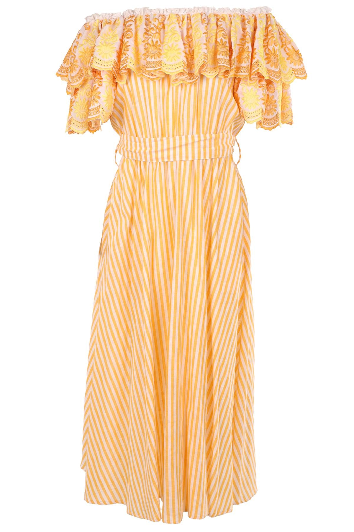 GÜL HÜRGEL YELLOW COTTON MAXI DRESS MEDIUM