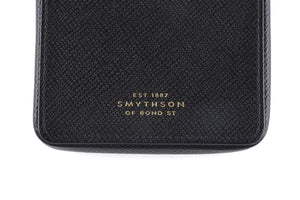 Smythson of Bond Street Black Panama Leather Phone Case