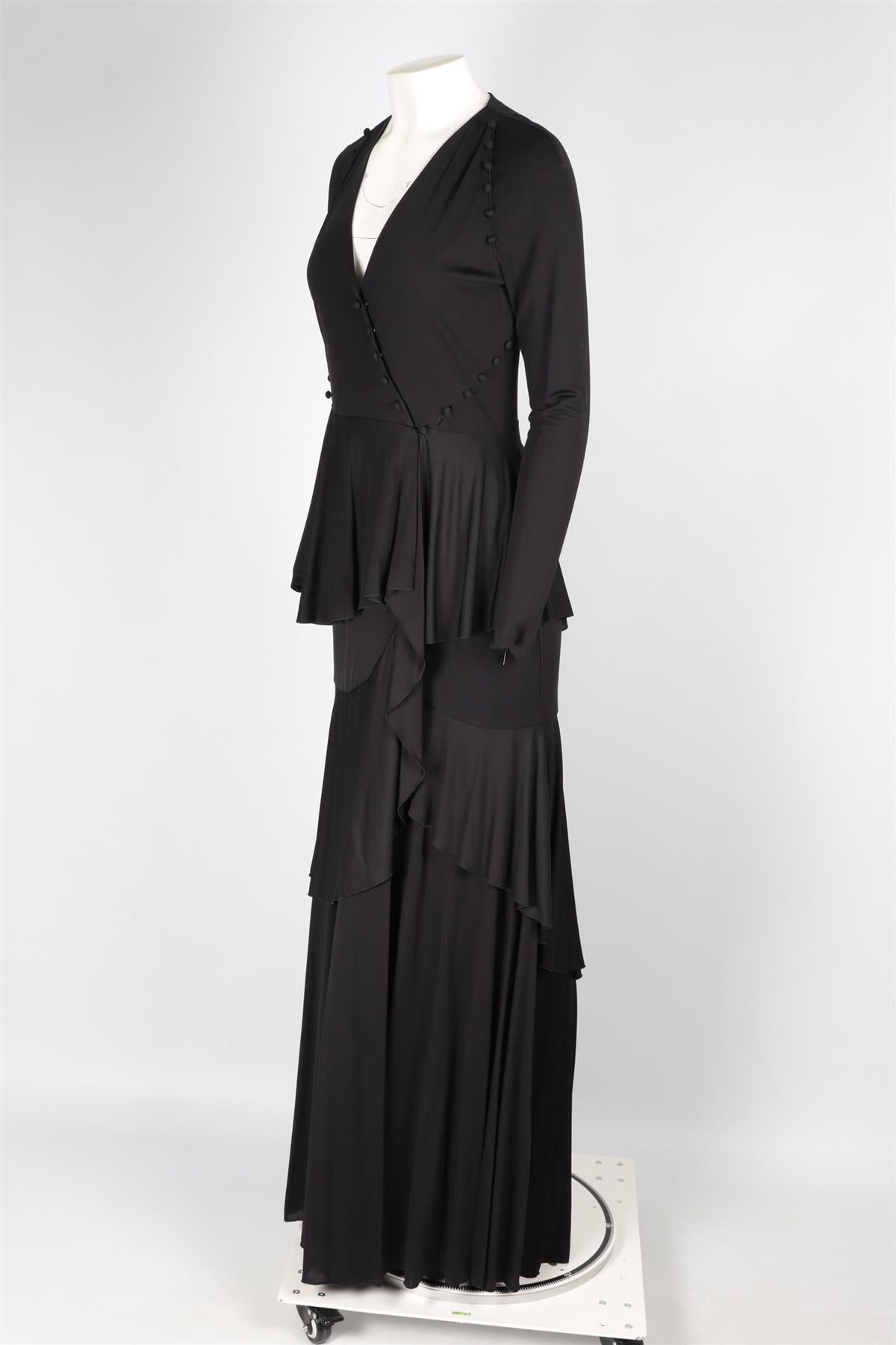 ROBERTO CAVALLI BLACK JERSEY MAXI DRESS IT 46 UK 14