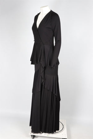 ROBERTO CAVALLI BLACK JERSEY MAXI DRESS IT 46 UK 14