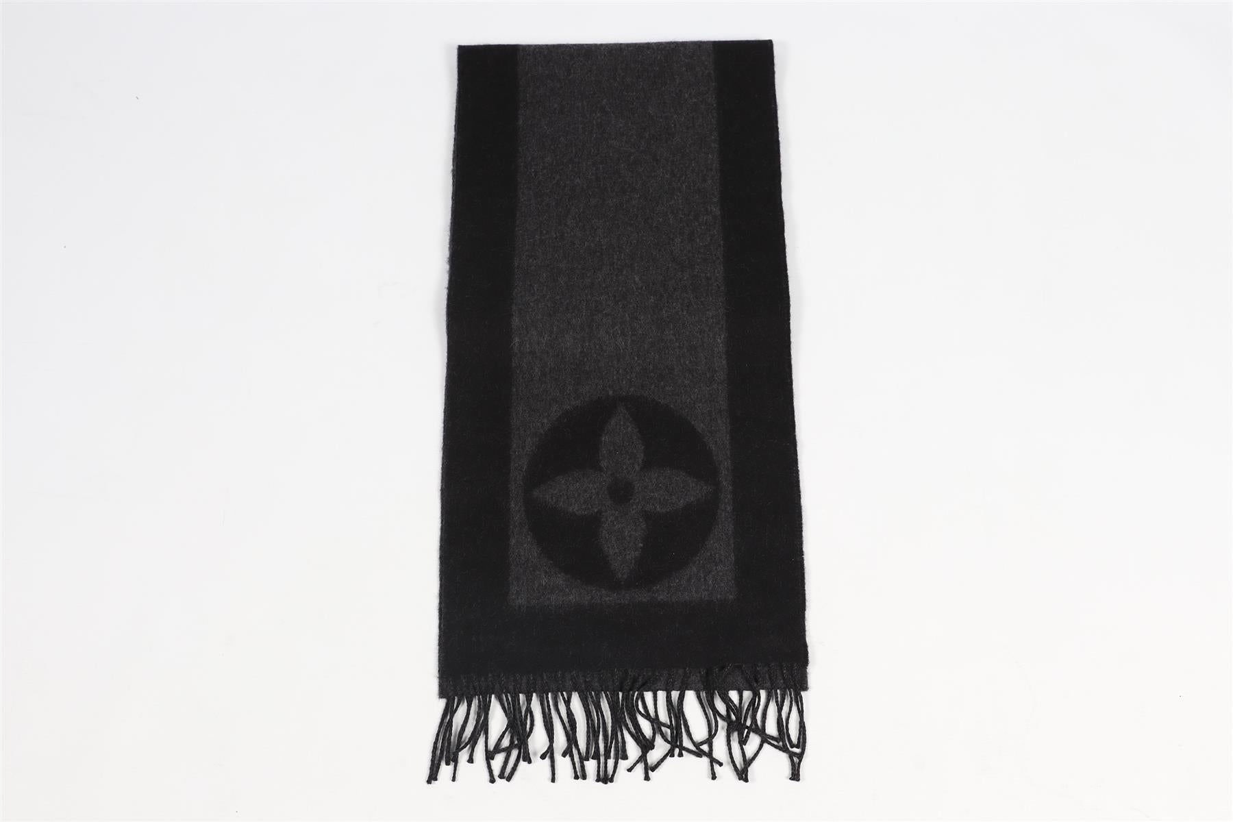 LOUIS VUITTON BLACK CARDIFF WOOL BLEND SCARF