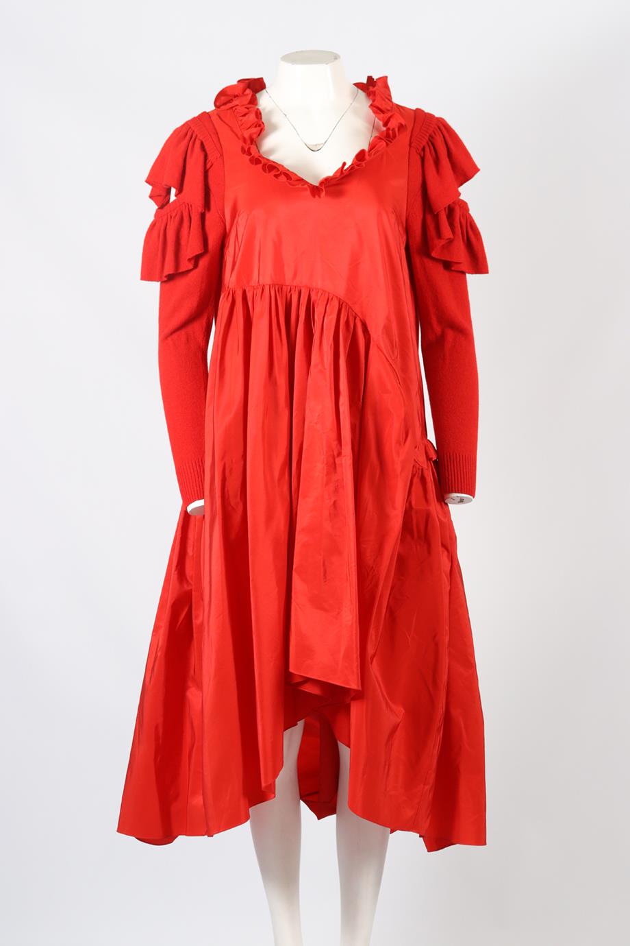 PREEN BY THORNTON BREGAZZI TAFFETA AND WOOL BLEND MAXI DRESS SMALL