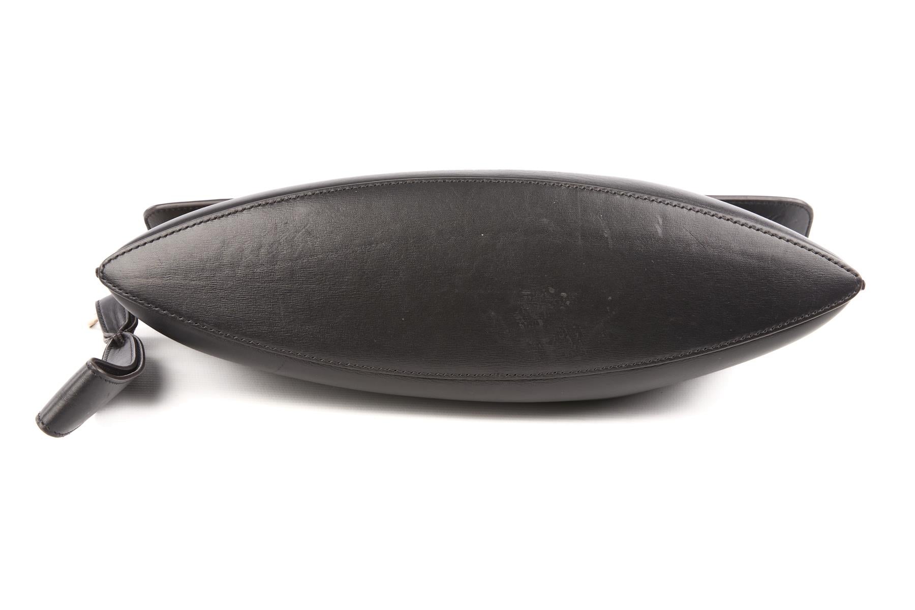 CELINE BLACK CURVE LEATHER CLUTCH