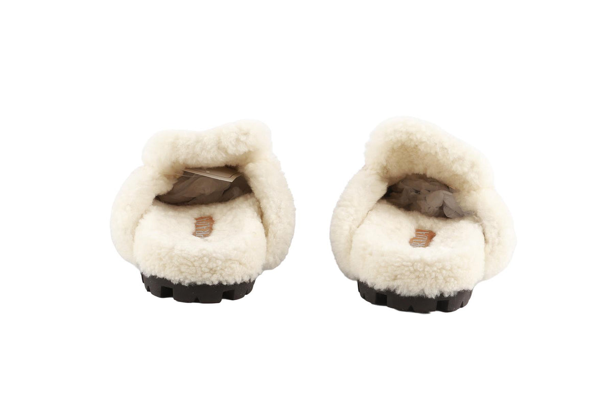 PRADA TAN SHEARLING AND SUEDE MULES EU 38 UK 5 US 8