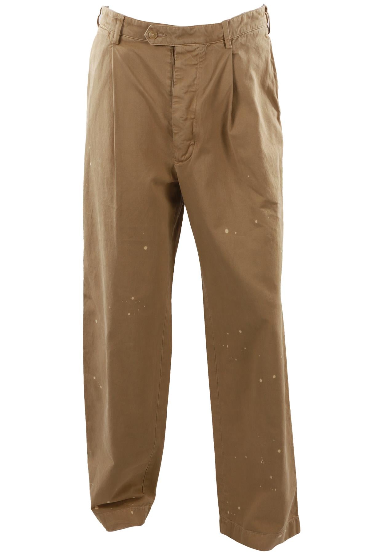 BEIGE MEN'S COTTON STRAIGHT LEG PANTS