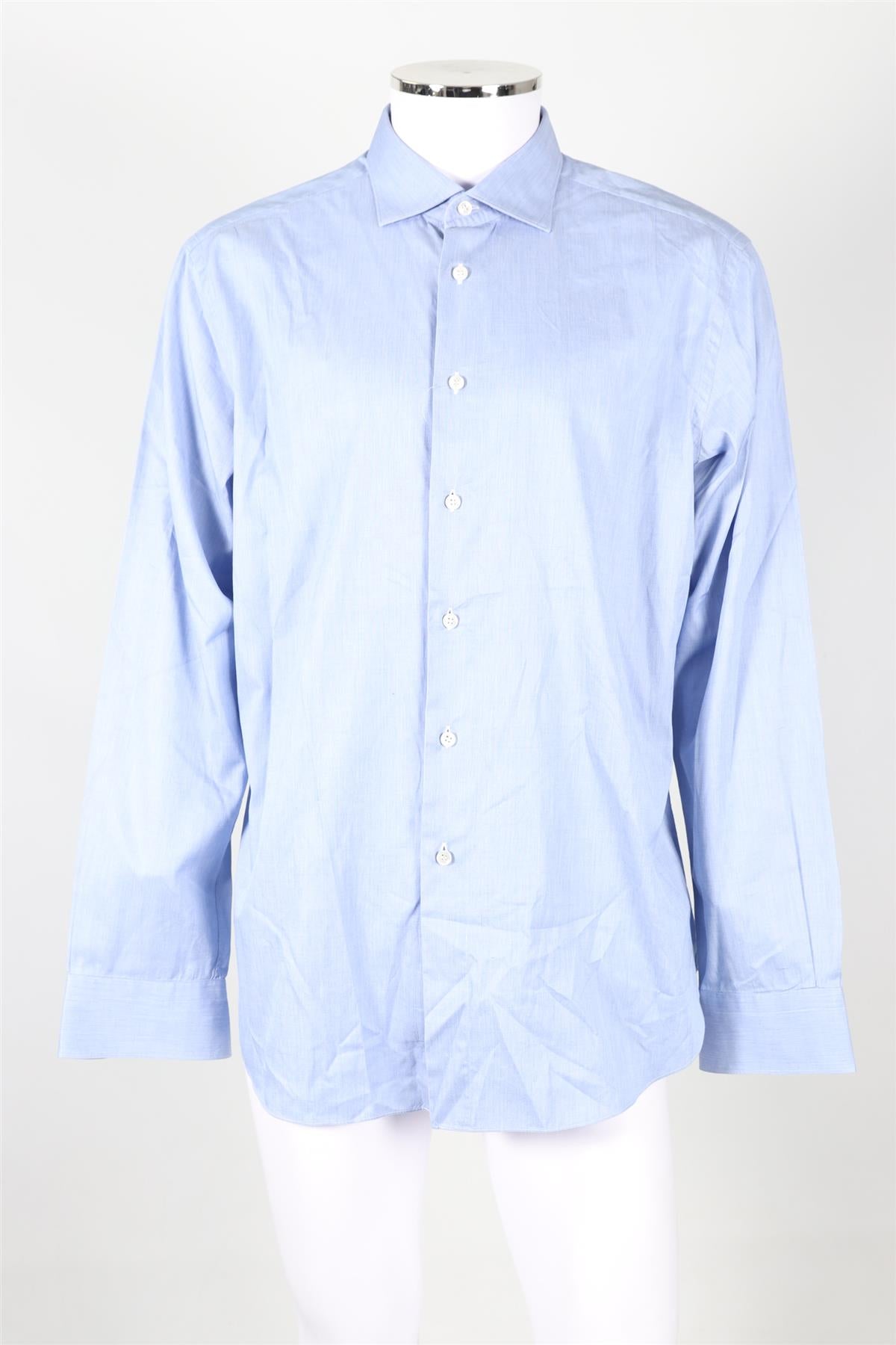 BRIONI BLUE MEN'S COTTON SHIRT EU 44 XXLARGE