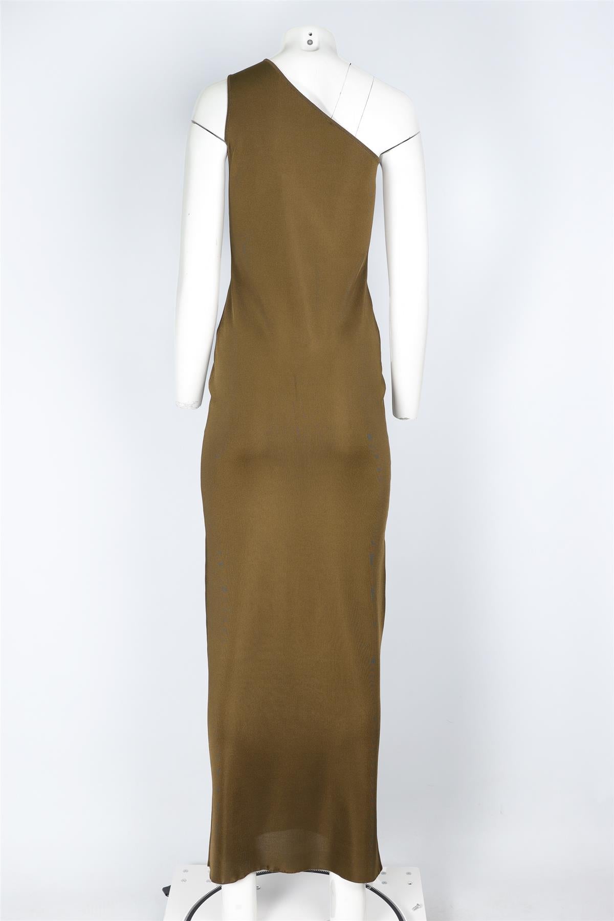 SAINT LAURENT GREEN SILK MAXI DRESS MEDIUM