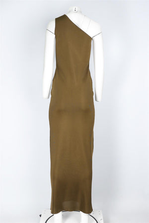 SAINT LAURENT GREEN SILK MAXI DRESS MEDIUM