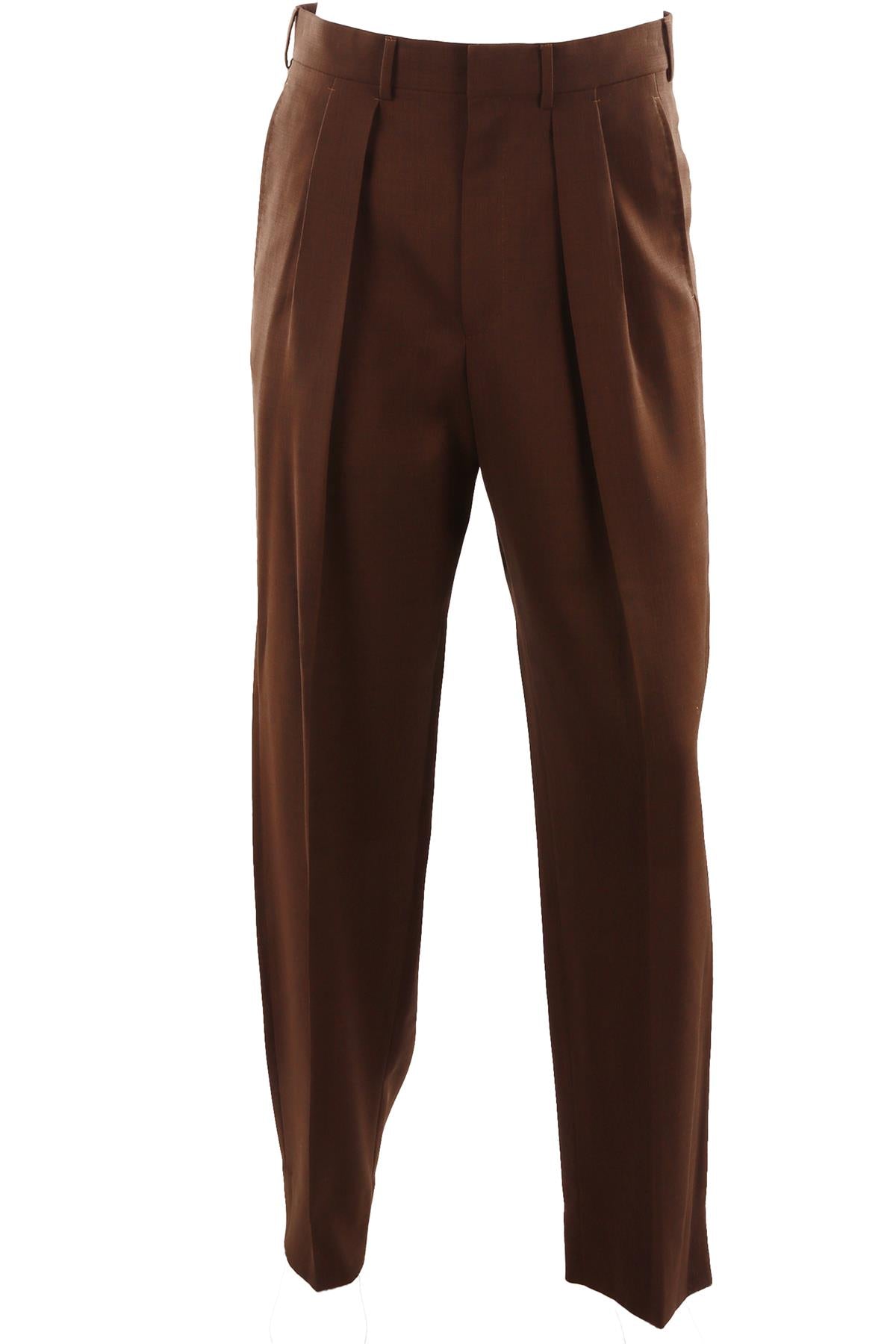 KHAKI MEN'S WOOL STRAIGHT LEG PANTS