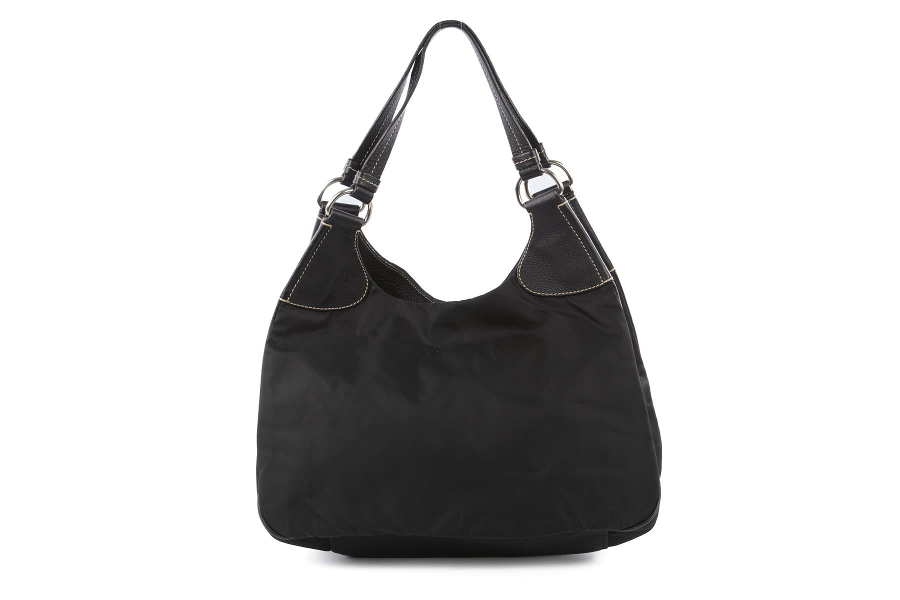 PRADA BLACK VINTAGE SEMITRACOLLA NYLON SHOULDER BAG