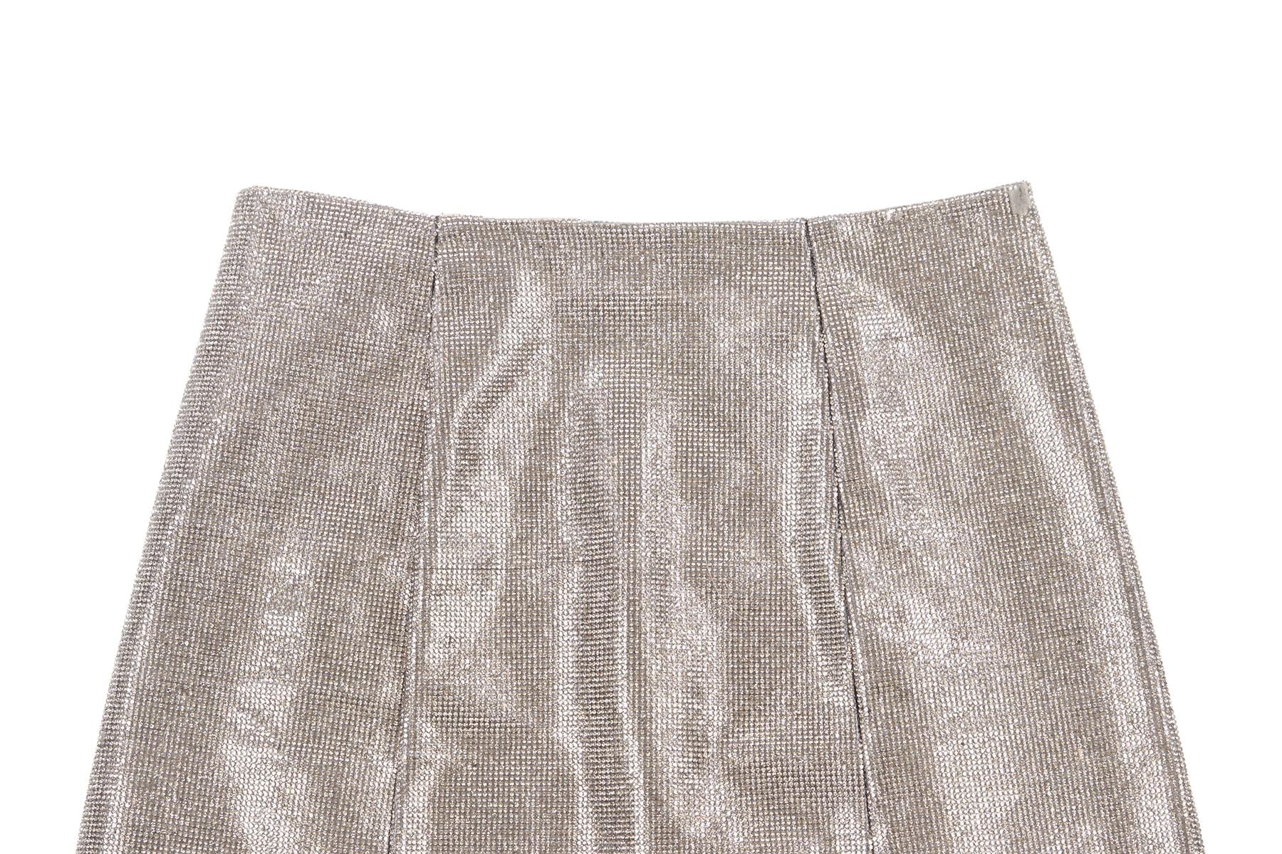 FRAME SILVER CRYSTAL MINI SKIRT US 0 UK 4