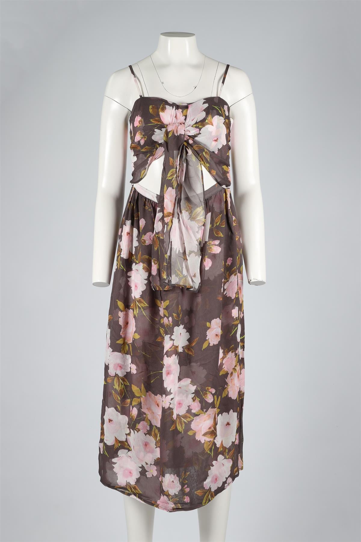 FLYNN SKYE MULTICOLOURED CREPE MIDI DRESS MEDIUM