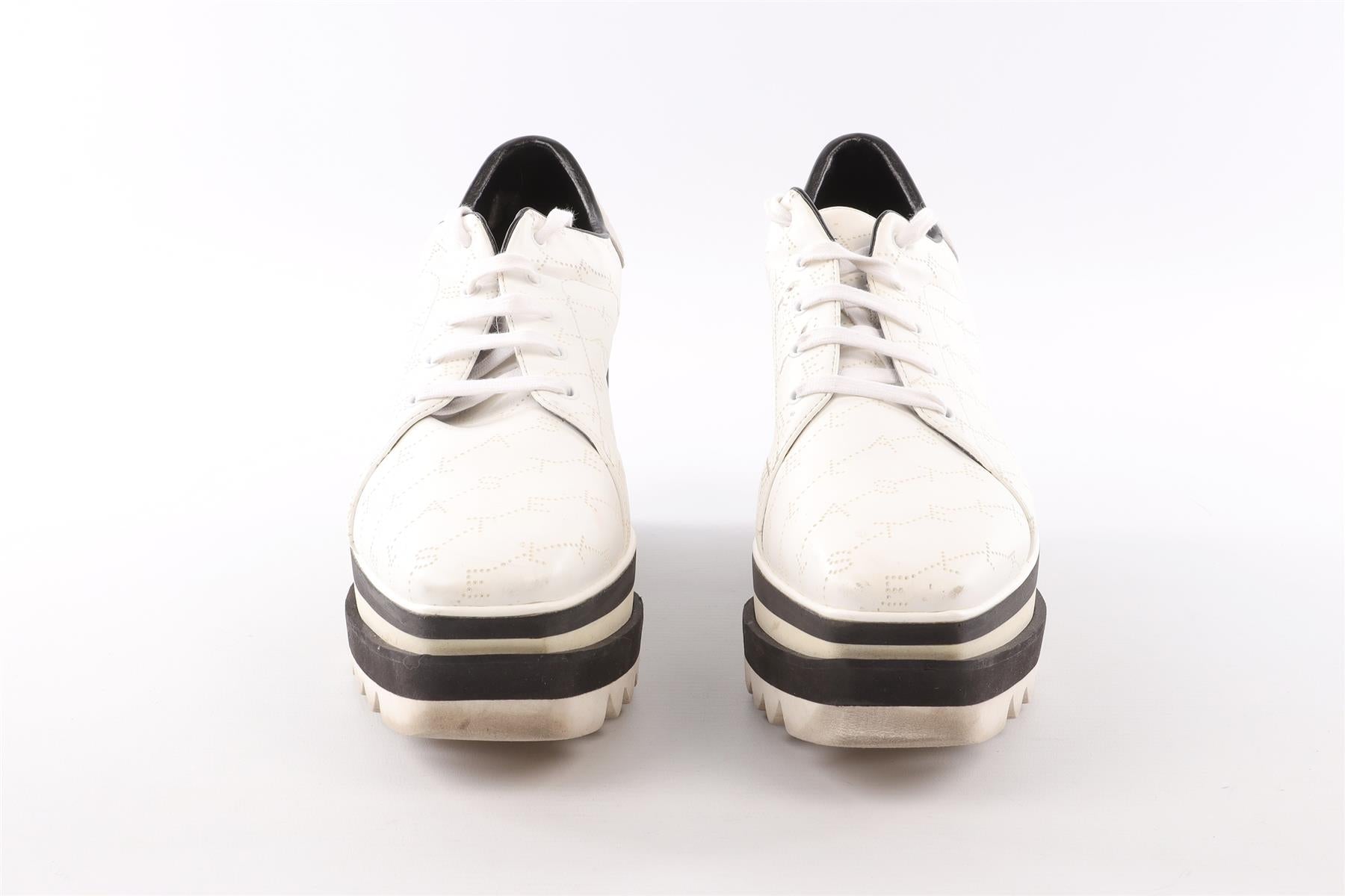 STELLA MCCARTNEY WHITE FAUX LEATHER PLATFORM BROGUES EU 40.5 UK 7.5 US 10.5