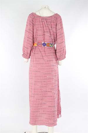 NINETTE PINK COTTON MAXI DRESS LARGE ONE SIZE