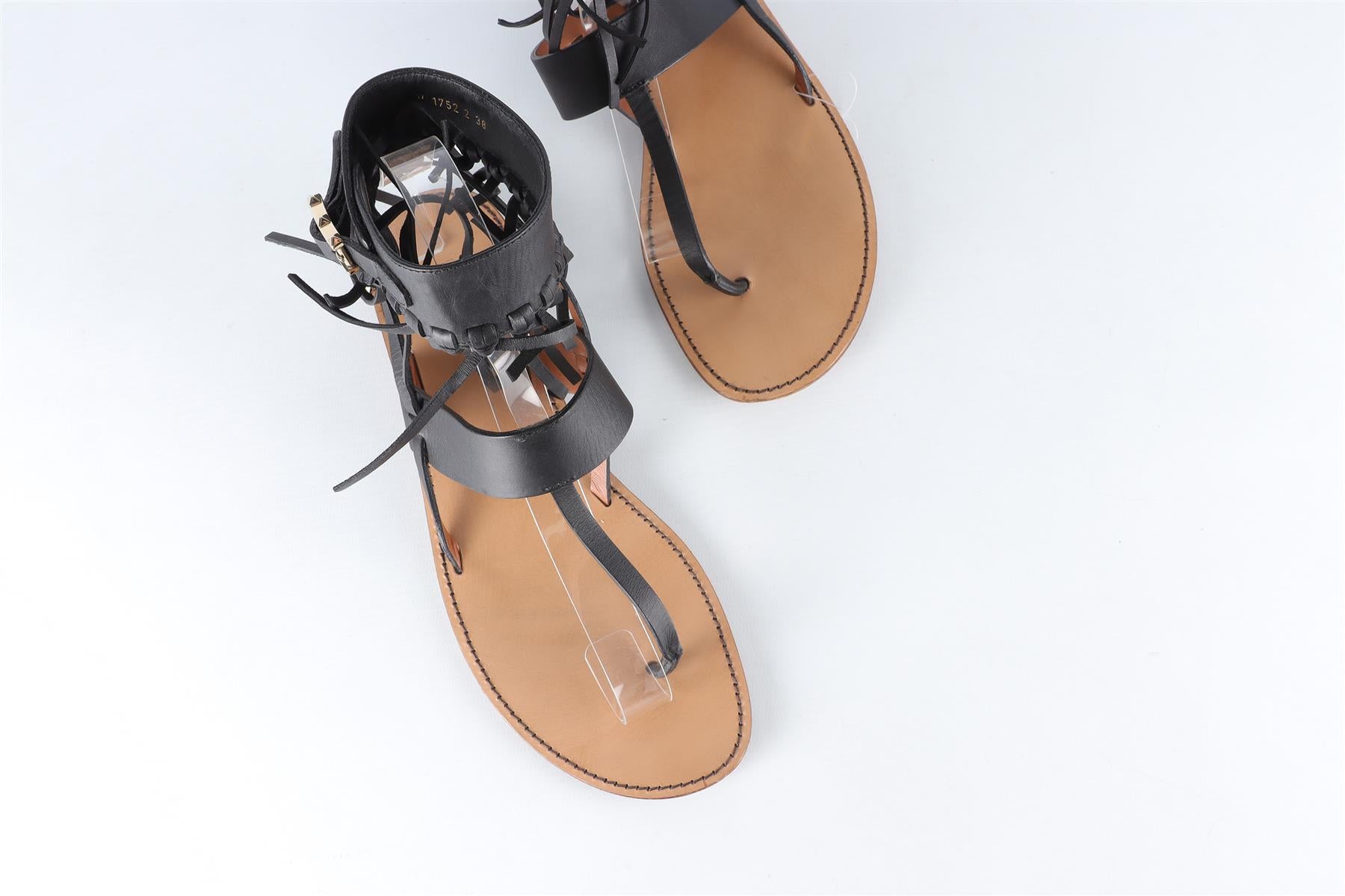 VALENTINO GARAVANI BLACK LEATHER SANDALS EU 38 UK 5 US 8