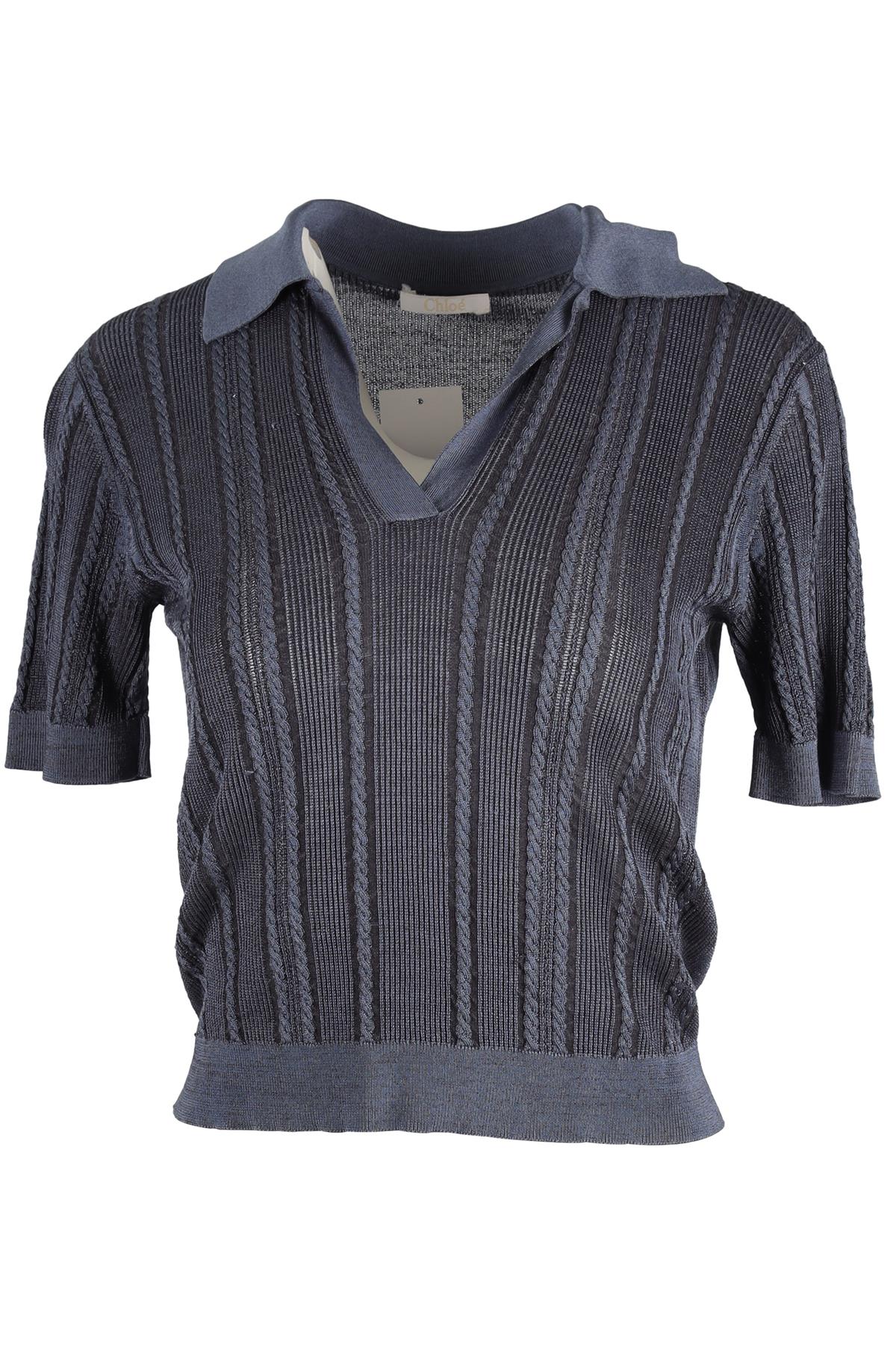 CHLOÉ BLUE KNIT TOP FR 36 UK 8