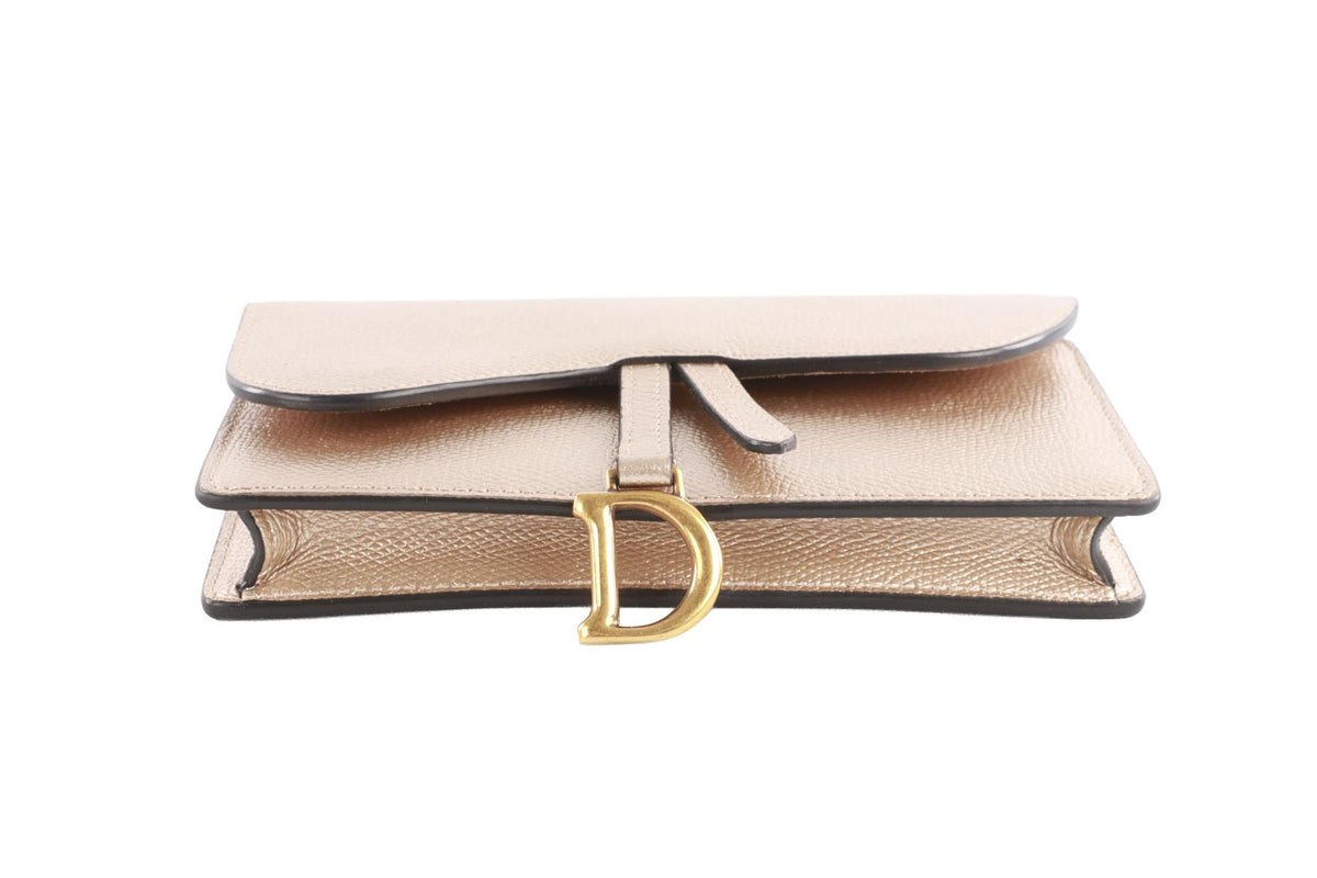 CHRISTIAN DIOR METALLIC SADDLE LEATHER BELT BAG