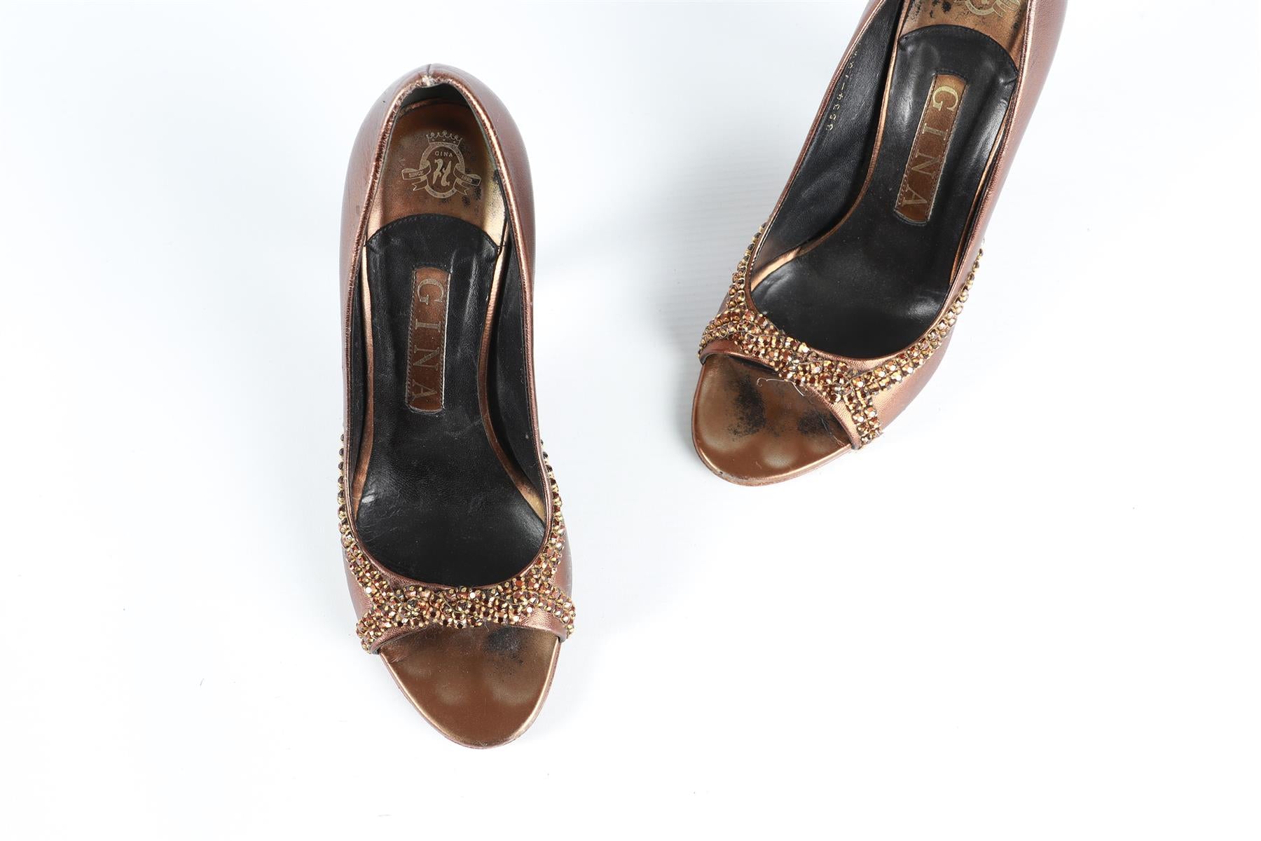 GINA BRONZE LEATHER PUMPS