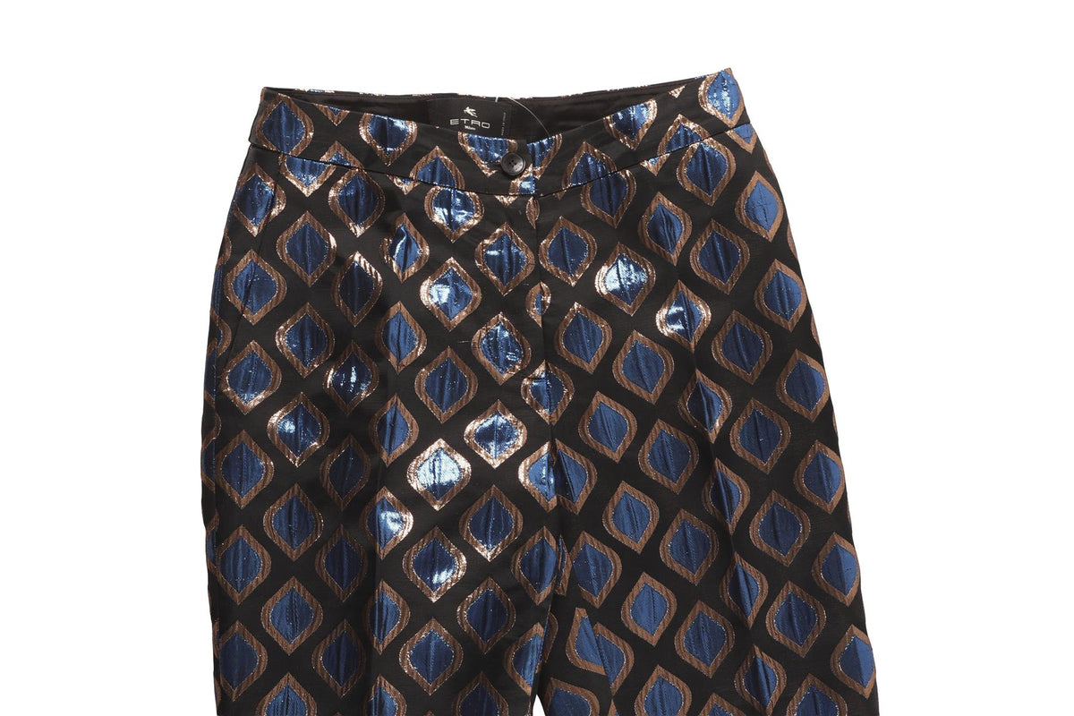 ETRO BLACK JACQUARD STRAIGHT LEG PANTS IT 36 UK 4