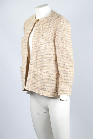 CHANEL BEIGE 1988 TWEED JACKET FR 42 UK 14