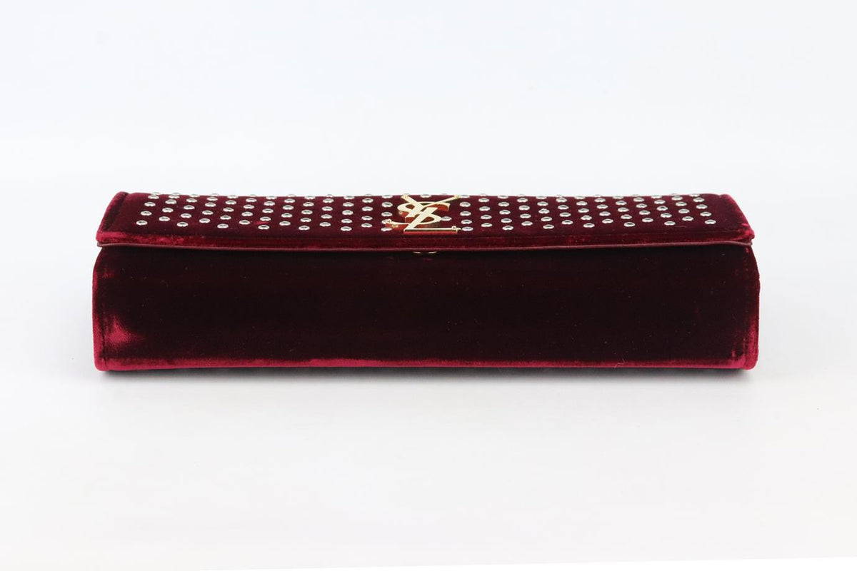 SAINT LAURENT MONOGRAMME EMBELLISHED VELVET CLUTCH