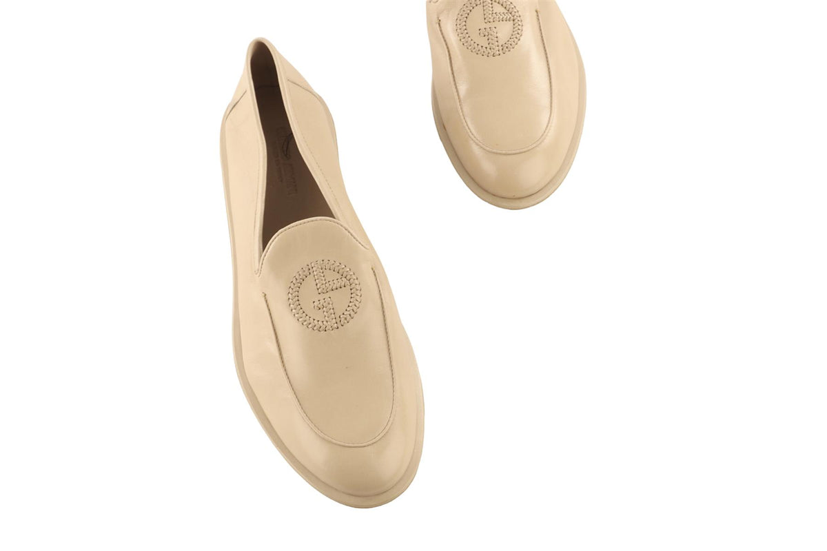 GIORGIO ARMANI BEIGE MEN'S LEATHER LOAFERS EU 42 UK 8 US 9