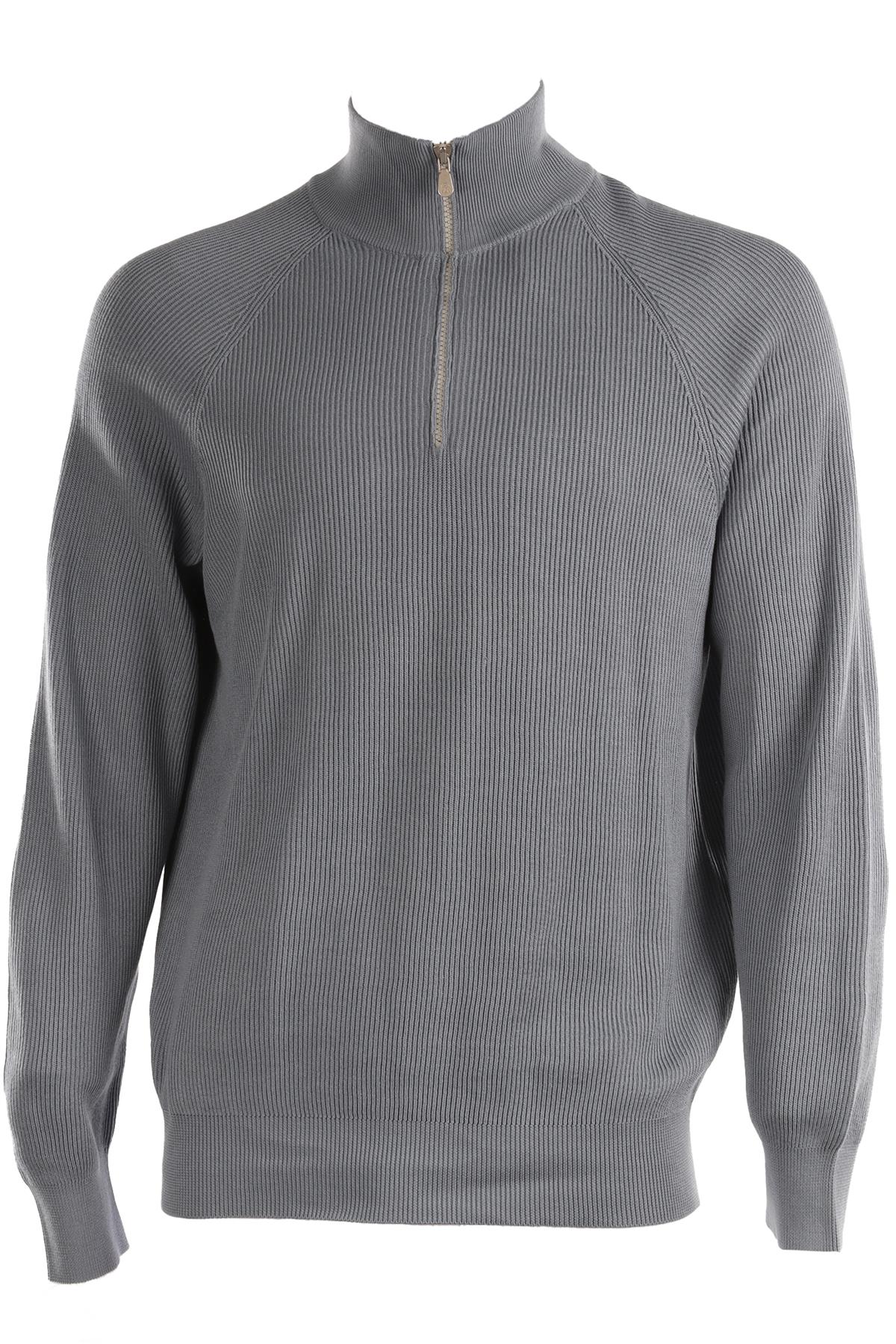 BRUNELLO CUCINELLI BLUE MEN'S COTTON SWEATER IT 50