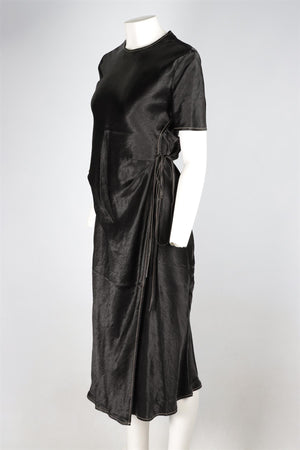 ACNE STUDIOS BLACK SATIN MIDI DRESS UK 8