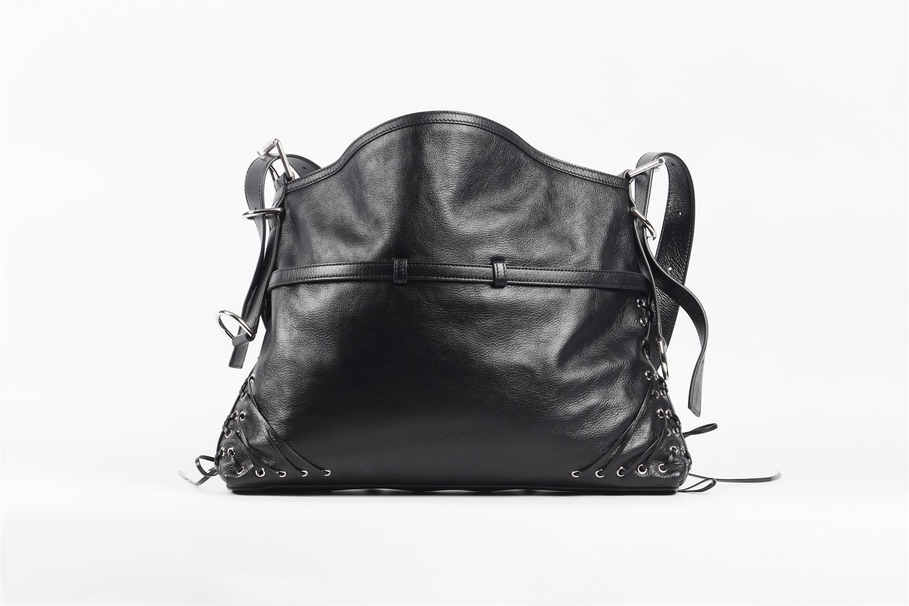 GIVENCHY BLACK VOYOU MEDIUM LEATHER SHOULDER BAG