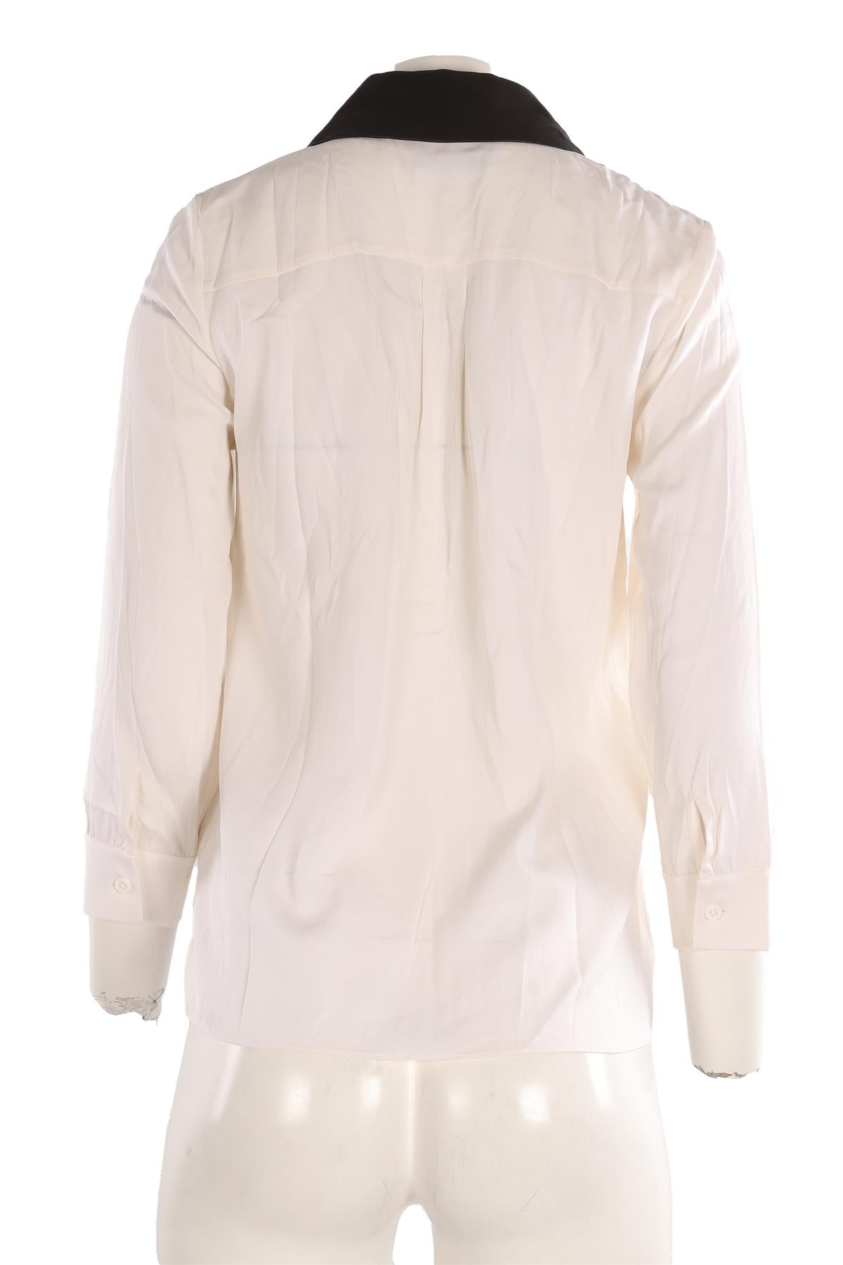 ALICE + OLIVIA CREAM SILK SHIRT SMALL
